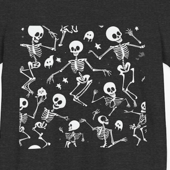 Dancing Skeleton T-Shirt - Spooky & Fun Halloween Apparel Tee - Picture 3 of 3
